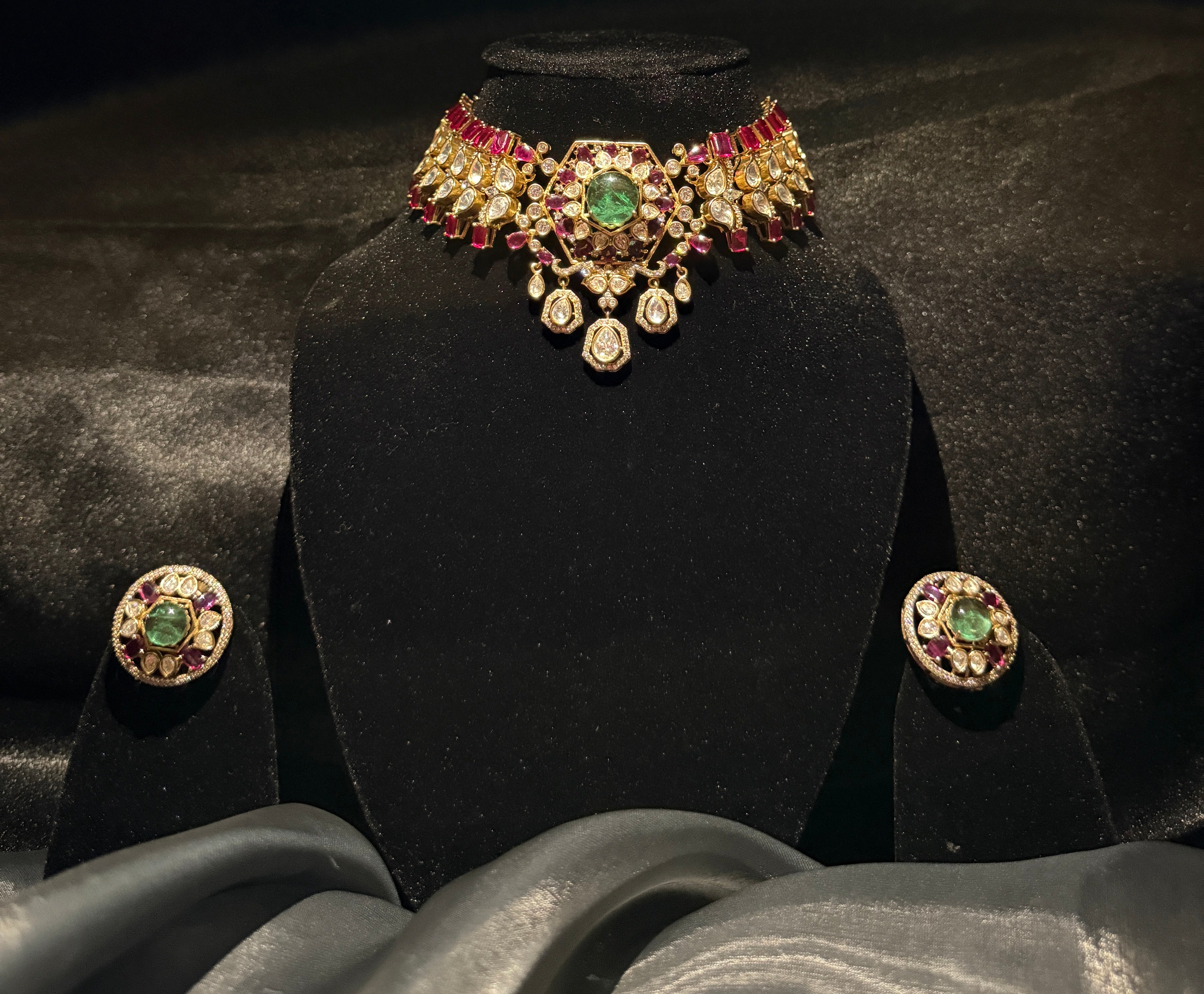 Royal Ruby & Emerald CZ Choker Set