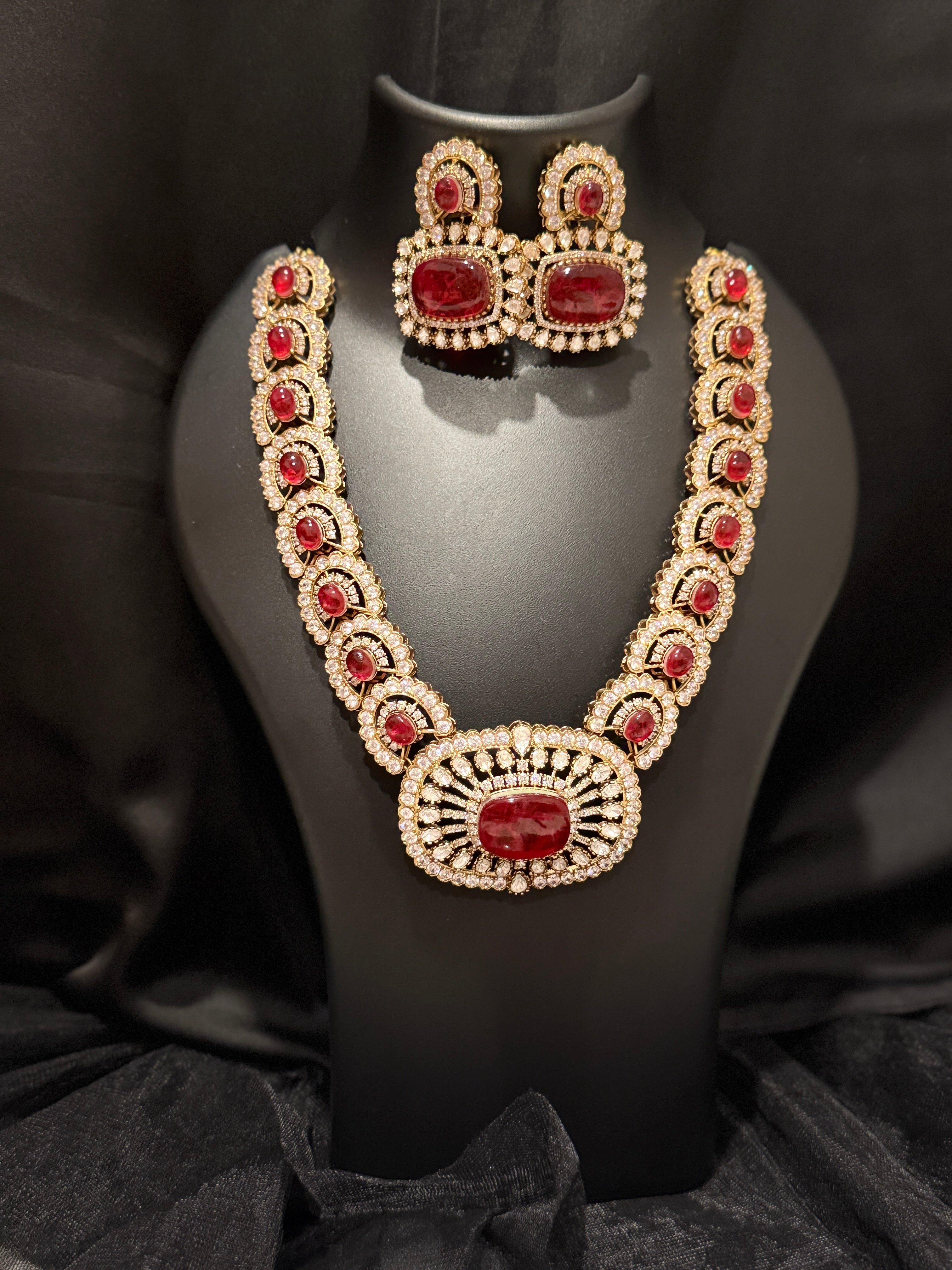 Majestic Ruby Radiance Bridal Necklace Set