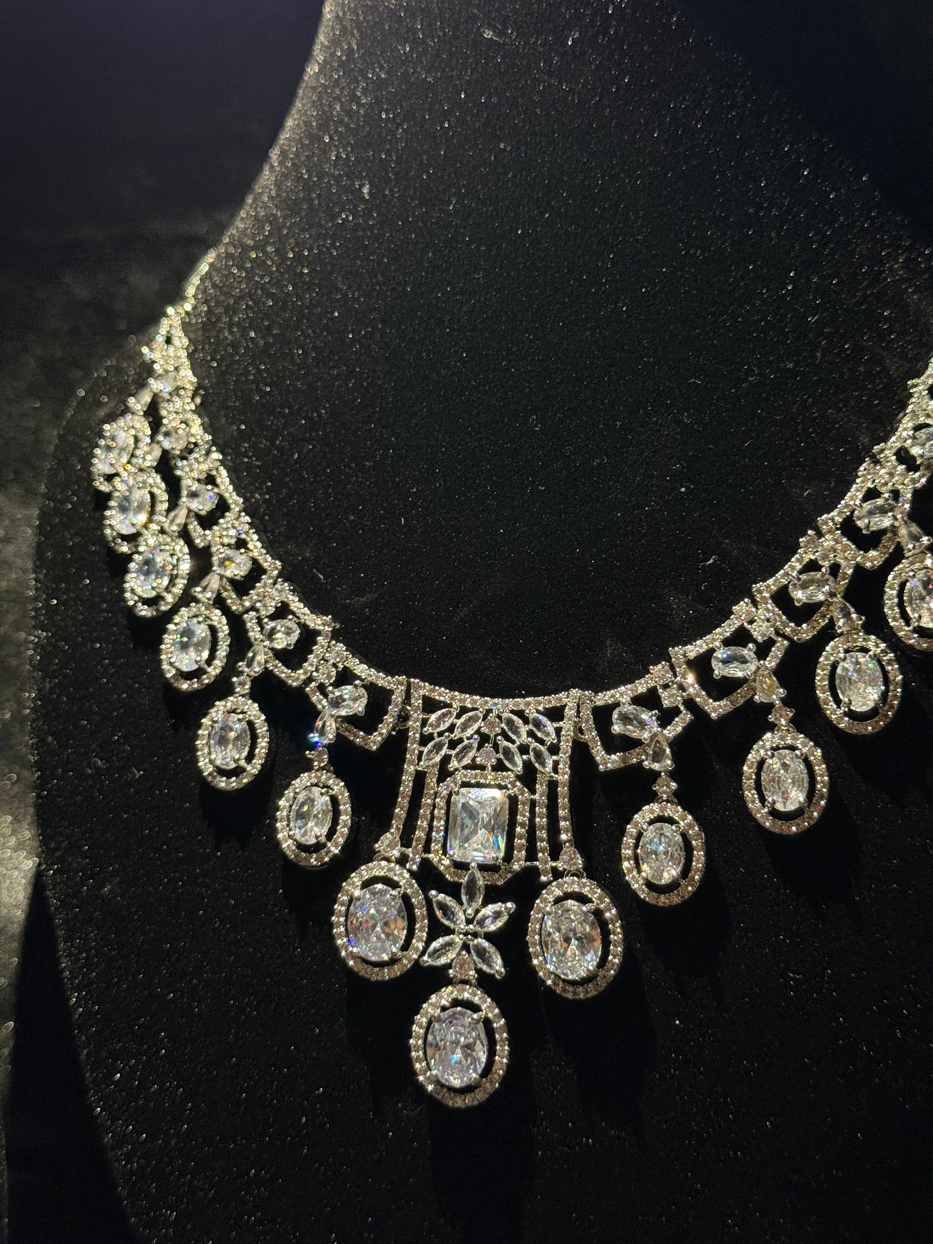 Classic White CZ Stone Necklace Set