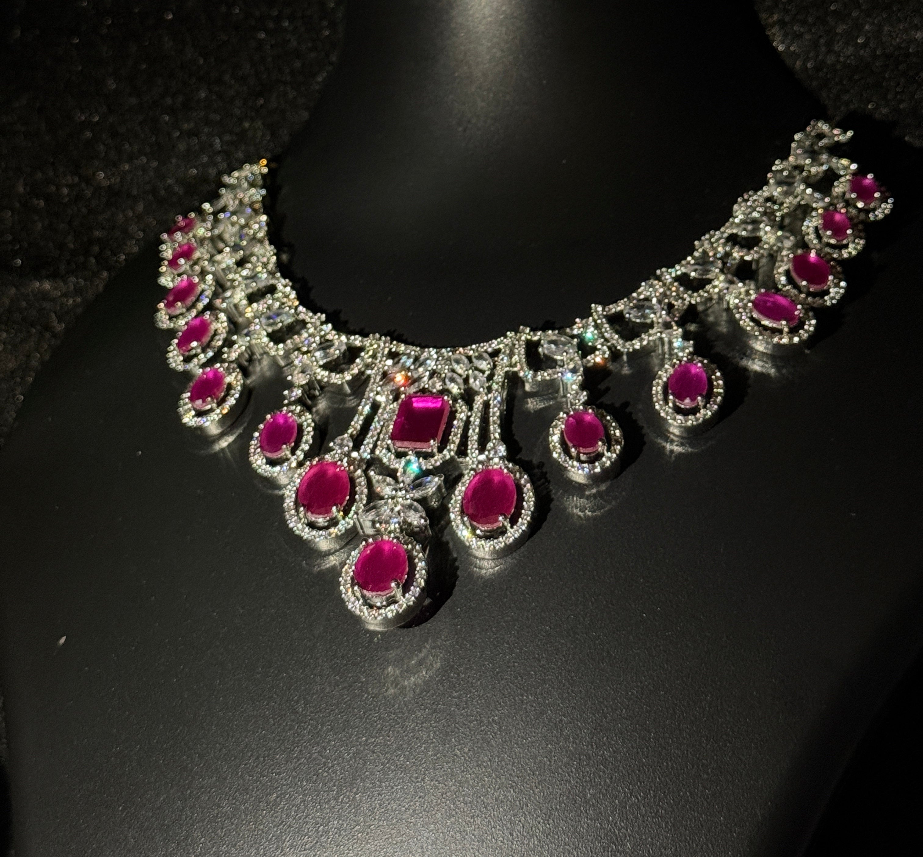 Classic White CZ Stone Necklace Set