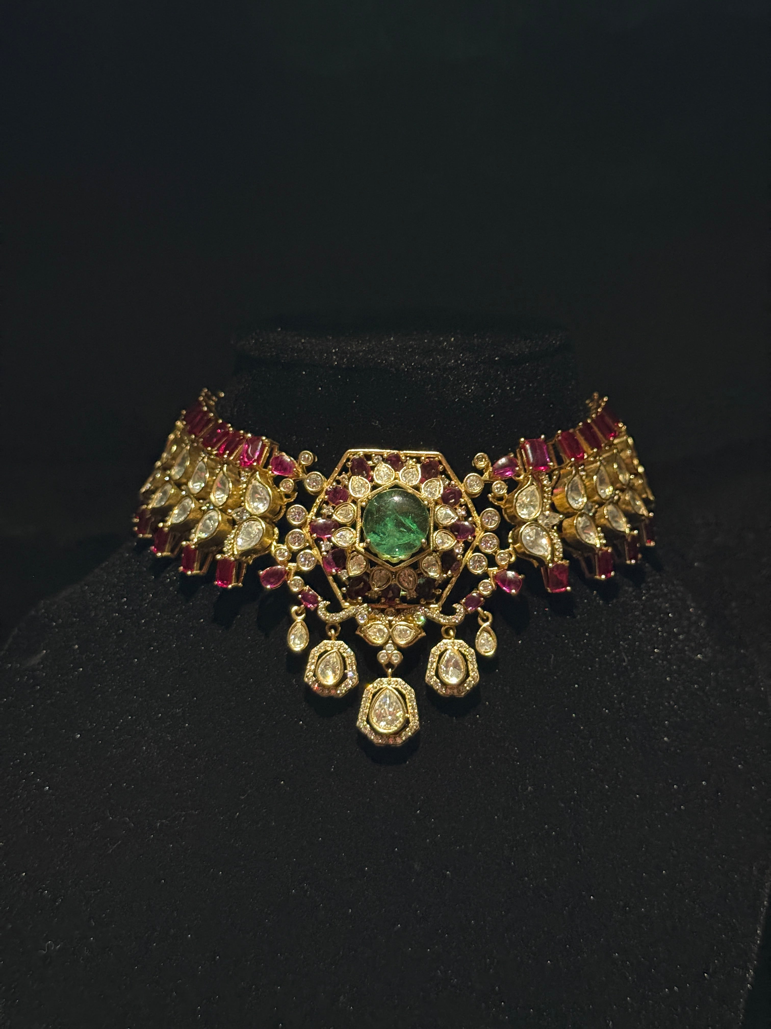 Royal Ruby & Emerald CZ Choker Set