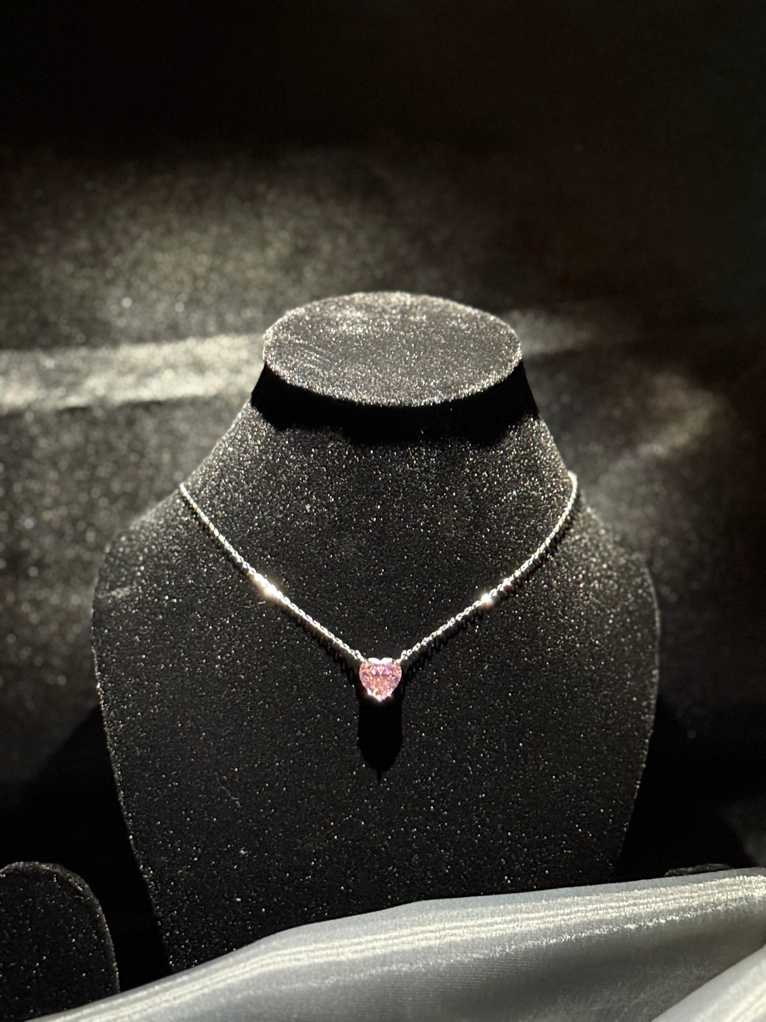 92.5 Sterling Silver Blush Elegance Sterling Silver Heart Pendant Necklace