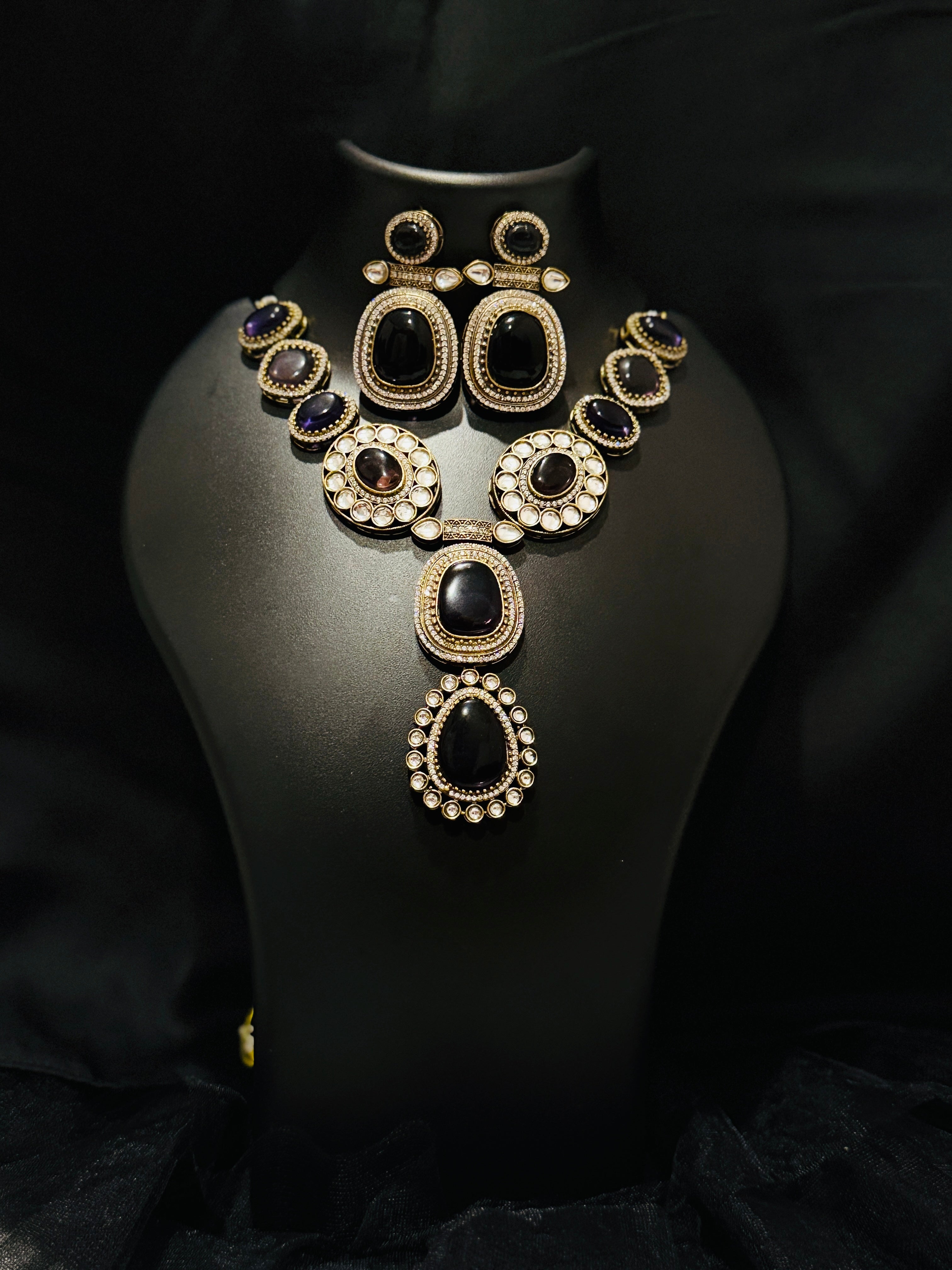 Kundan Statement Necklace Set with Earrings
