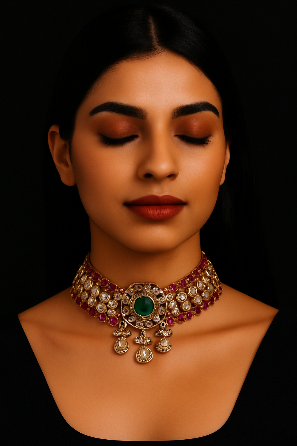 Royal Ruby & Emerald CZ Choker Set