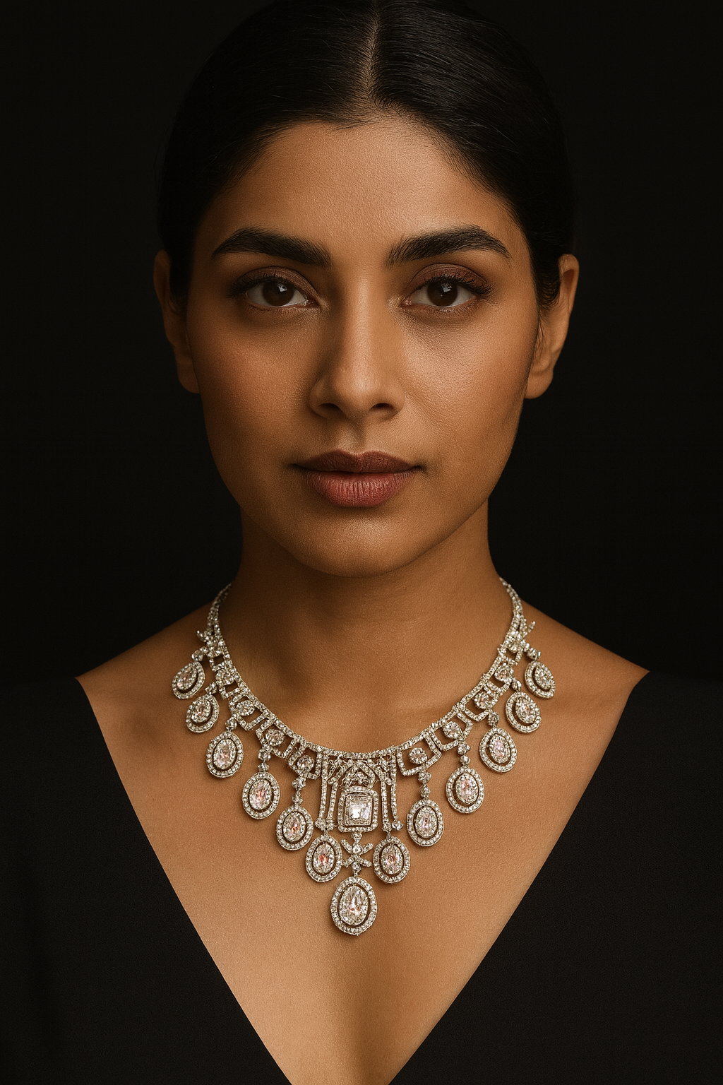 Classic White CZ Stone Necklace Set