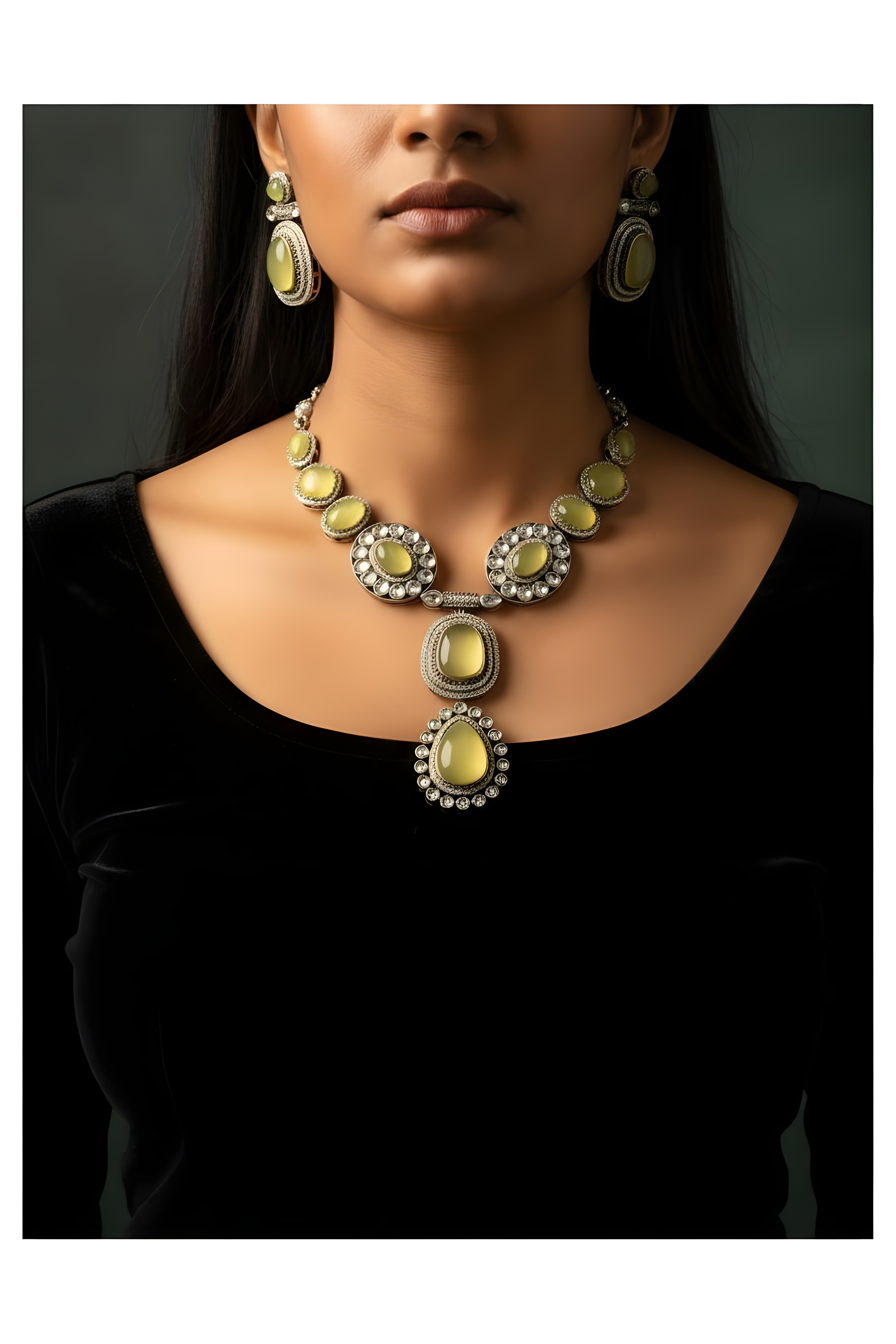 Kundan Statement Necklace Set with Earrings